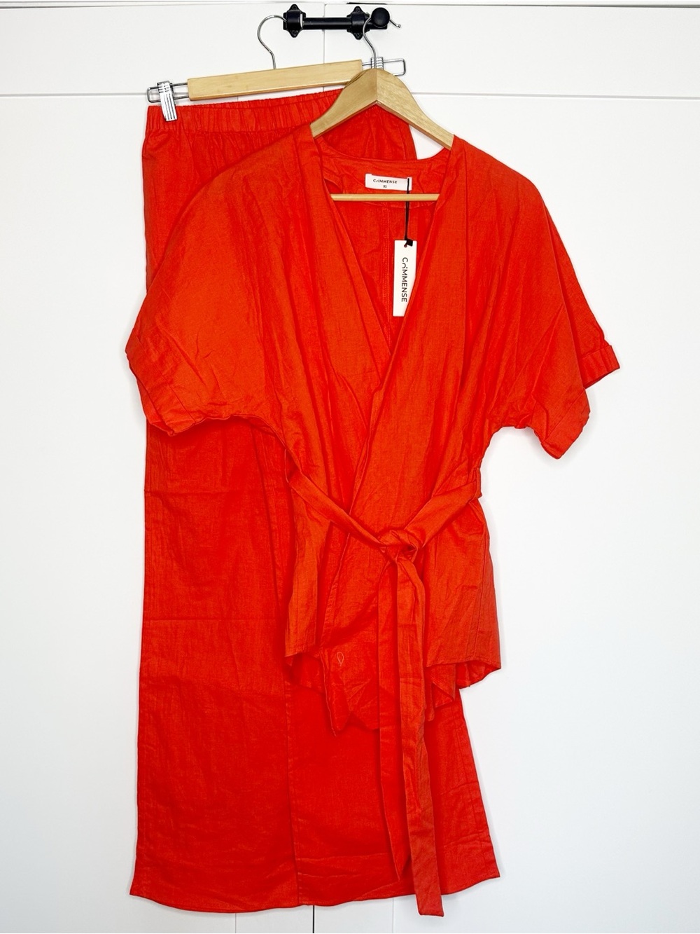 Commense Two Pants Set XS Cotton Linen orange Oversized Boho NEW resort summer - Picture 6 of 16